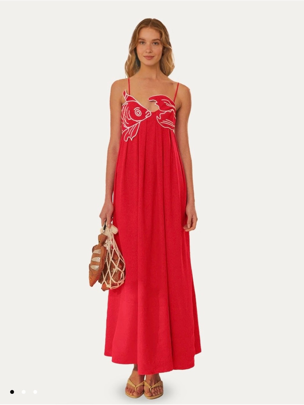Farm Rio Embroidered Fish Maxi Dress